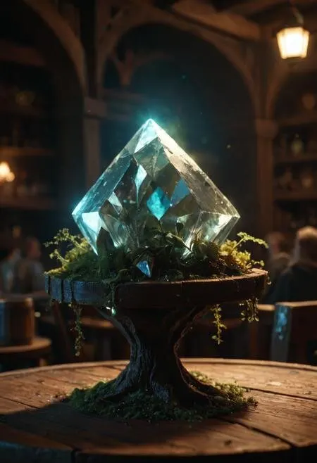 Crystal still-life sample showing fine surface detail and material rendering